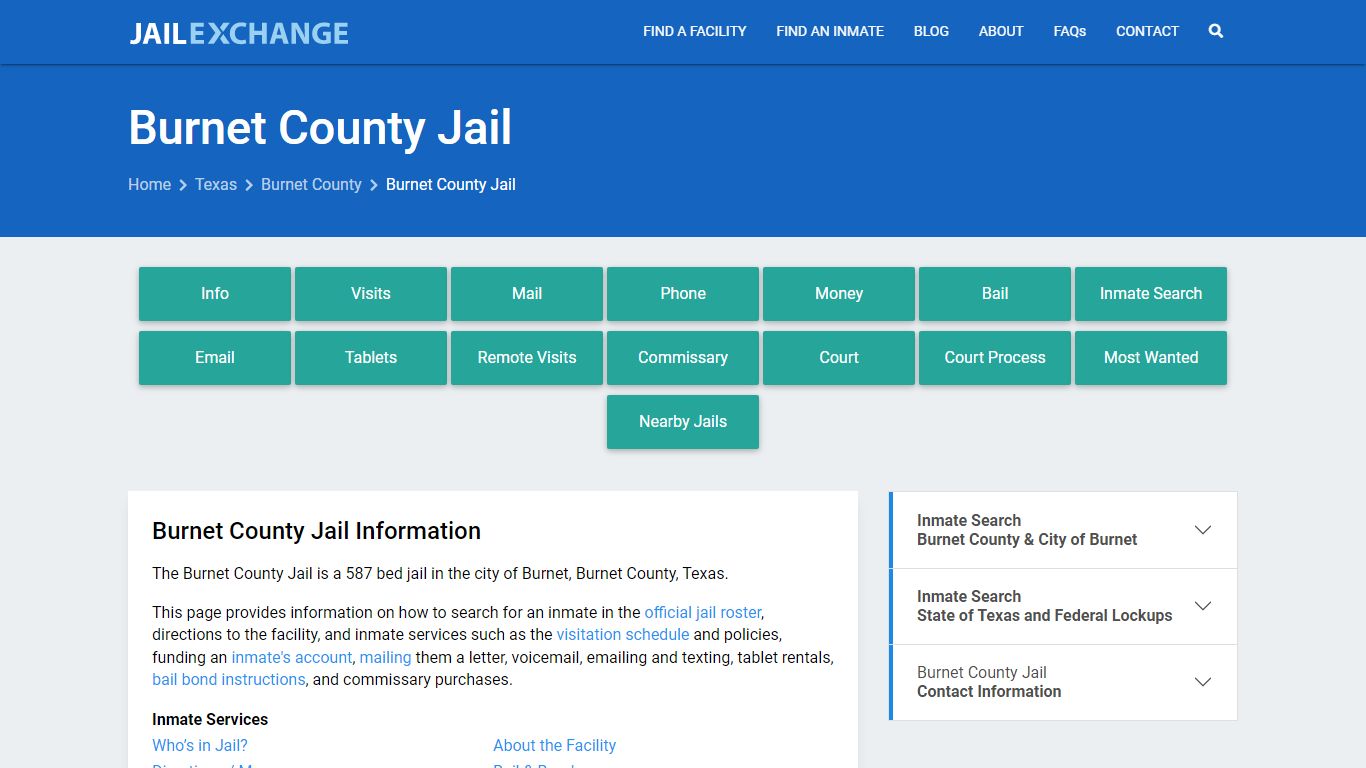 Burnet County Jail, TX Inmate Search, Information